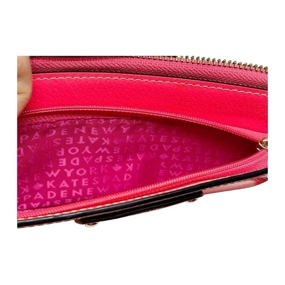 Kate Spade Leather Wristlet Wallet Layton Wellesley WLRU1779 Bright Hot Pink - Picture 11 of 13